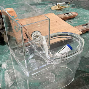 Système de chasse d'eau visuel pour toilettes en acrylique entièrement transparent, avec éclairage, style luxueux et minimaliste - Product Image 2
