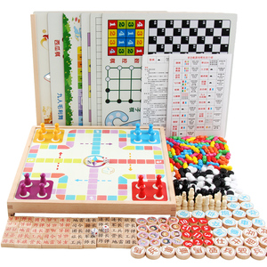 Classic Early Education Toddlers Kids 27 in 1 Board Games Animal/Aeroplane/Chinese Chess/<strong>Draughts</strong>/Gobang <strong>Set</strong> - Product Image 4