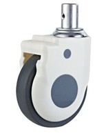 Roue pivotante en plastique TPR 3 4 5 pouces, tige de filetage, roulette médicale pour lit d'hôpital