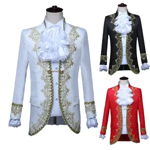 Carnival Wedding Costume Prince Bridegroom Mens Blazer Dress Suits Jabot Lace Tie For Adult Tops Jacket Coat+Pants Trouser