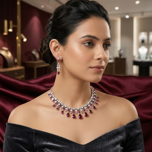 Parure de mariée certifiée plaqué argent pour femme, collier ras-du-cou, boucles d'oreilles pendantes, tikka, zircon ethnique, tendance, pour mariage et fiançailles - Product Image 3