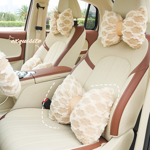 Cojín de felpa para reposacabezas de coche, patrón sólido, poliéster y algodón, soporte ergonómico para cuello y espalda, para otoño e invierno, para las cuatro estaciones - Product Image 2