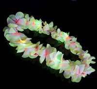 Collier Lumineux Hawaii Noël Led Light Collier Fleur Hawaïenne Lei Hula Graduation Collier Fleur Leis Guirlande