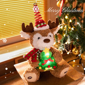 Vente chaude doux électrique wapiti figurine électrique chantant poupée avec écharpe chapeau peluche dessin animé doux noël enfants cadeau - Product Image 2