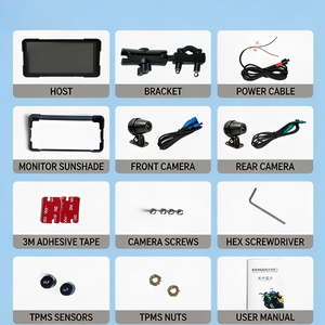 Caméra de tableau de bord <span class=keywords><strong>moto</strong></span> HD 1080P étanche à double objectif (avant et arrière) avec enregistreur de conduite, moniteur de stationnement et détection de pression des pneus TPMS - Product Image 3