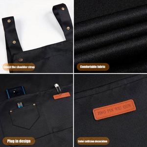 Delantal Unisex Ajustable al por Mayor con Logotipo Personalizado Bordado, Delantal Impermeable para Trabajo, Cocina, Camareros, Restaurante - Product Image 5