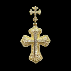 VVS Hiphop Moissanite Pendant 925 Sterling Silver 14K Gold Filled Cristian Iced Out Moissanite Cross Pendant - Product Image 3