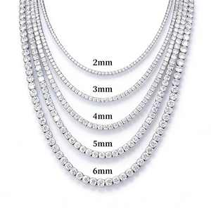 قلادة تنس نسائية متعددة الألوان من الموزانيت 0.1-1 قيراط، مصنوعة من الفضة الإسترلينية عيار 925، مجوهرات راقية للخطوبة والزفاف - Product Image 2