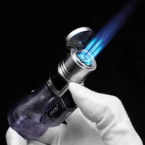 YX Liehuo 3 blu fiamma anti-vento accendino per sigari moderno in plastica gonfiabile tre fuoco per regali aziendali all'ingrosso - Product Image 2