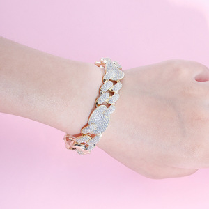 Joyería Jin Ao, Nuevo Estilo Europeo Americano, Cadena Cubana Hip-Hop de 16 mm, Superventas en <span class=keywords><strong>Instagram</strong></span>, Brazalete Multicapa Chapado en Oro Real - Product Image 3