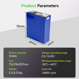 Celdas de batería de iones de litio prismáticas de alta capacidad grado 3,2 V 314Ah LiFePO4 para 8000 ciclos para almacenamiento de energía Solar batería DIY - Product Image 3