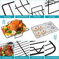 Plaque de cuisson rectangulaire en acier inoxydable durable de 15 pouces avec grille de refroidissement - Grille de cuisson en V pour rôtir la dinde, le poulet, le jambon