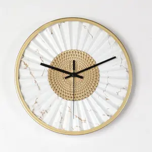 Modern fashion folding fan pattern wall clock Nordic minimalist non-digital metal wall clock