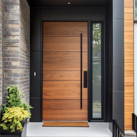 Porte d'entrée en bois massif, porte extérieure en bois contemporaine pour applications de construction