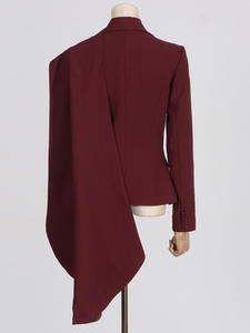 Haute qualité mode personnalité mince costume <span class=keywords><strong>veste</strong></span> femmes 2024 automne tendance épissé rouge <span class=keywords><strong>Cape</strong></span> courte Blazers dames femmes - Product Image 4