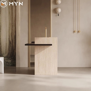 <span class=keywords><strong>Lavabo</strong></span> da Terra Meiyani in Pietra Sinterizzata <span class=keywords><strong>con</strong></span> Cassetto in Legno, Lavandino a Colonna per <span class=keywords><strong>Bagno</strong></span> Effetto Marmo - Product Image 4