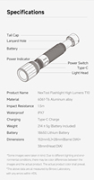 NexTool Lampe de poche LED rechargeable Corps en aluminium de sortie 2000 lumens IP67 évalué nouveau Mode S.O.S