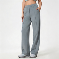 GH Logo personnalisé Pantalon pour femme à cordon de serrage, coupe ample, drapé, jambe droite, en tissu Air Layer effet seconde peau, pour le sport, le yoga et les loisirs, style legging