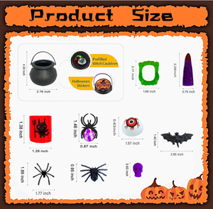 Mini <span class=keywords><strong>Chaudron</strong></span> de Fête d'Halloween, Autocollants Sorcière, Vampire, Araignée, Chauve-souris, Crâne, Anneaux, Voitures, Ressorts, Jouets Cadeaux en Gros, Boîte de Friandises pour la Sainte-Guérison - Product Image 6