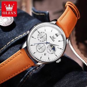 2922 Nuevo Reloj Cronógrafo de Cuarzo para Hombre con Fase Lunar, Calendario, Correa de Cuero, Reloj de Pulsera Original a Prueba de Agua, Reloj de Moda - Product Image 2