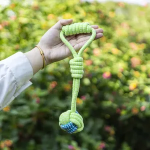Pelota de juguete de cuerda de algodón duradera para limpieza de dientes, suministros para mascotas, juguete masticable para perros pequeños, pelota con nudos, cuerda para la dentición de gatos y perros - Product Image 5