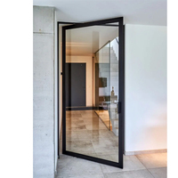 Nouveau Design Et Offre Spéciale Trempé Verre En Aluminium Pivot Avant Porte Avec Grand Panneau de Verre