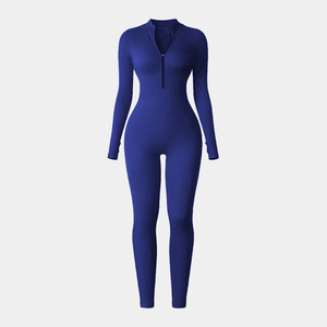 <span class=keywords><strong>Mono</strong></span> Deportivo de Yoga para Mujer, de Una Pieza, Transpirable, Sin Costuras, con Cierre, Cuello Alto, Mangas Largas y Orificios para Pulgares - Product Image 5
