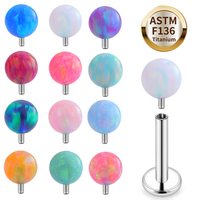 Getta ASTM-F136 Titane Doré Pierre Opale Filetage Interne Labret Stud Piercings pour Cartilage d'Oreille, Tragus, Hélix, Mariage, Enfants