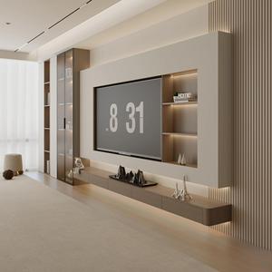 Moderno Soporte de TV de Madera Maciza Ecológico para Sala de Estar y Apartamento, Mueble de TV Multifuncional para Montar en la Pared - Product Image 1