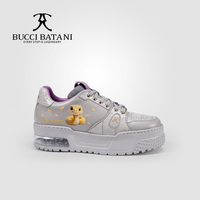 BUCCI BATANI Chaussures décontractées respirantes à lacets gris éléphant avec semelle intermédiaire en cuir véritable et semelle extérieure en caoutchouc XL SC086-E015