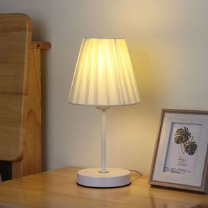 Living Room Study Bedroom <b>Bedside</b> Modern Minimalist <b>LED</b> Dimmable Fabric Pleated Lampshade <b>Table</b> Lamp - Product Image 4