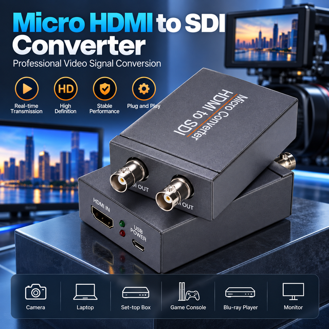 Micro Converter HDMI to 3G SDI Convertor HDMI Input to SDI Output Low Latency Lossless Signal Adapter for Broadcast Project