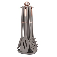 Ensemble d'ustensiles de cuisine en silicone 7 pièces Ustensiles de cuisine avec poignée en ABS or rose Outils de cuisine