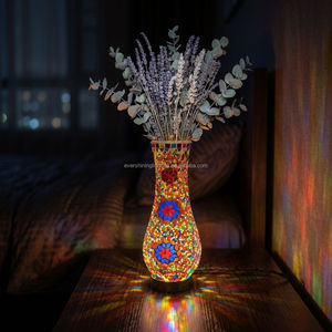 Lampe de table en verre mosaïque marocaine turque de <span class=keywords><strong>Marrakech</strong></span>, faite à la main, avec base en métal, recharge USB, pour la décoration d'ambiance de la chambre - Product Image 2