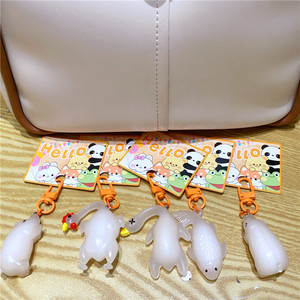Porte-clés créatif amusant à changement de couleur UV, dessin animé, <span class=keywords><strong>poulet</strong></span> rôti, canard, cochon - Product Image 2