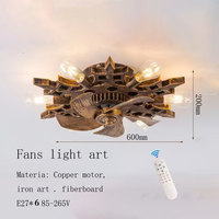 Bar de ferme Vintage Retro 85-2650 Volts Art Metal Pendant Fan Lights