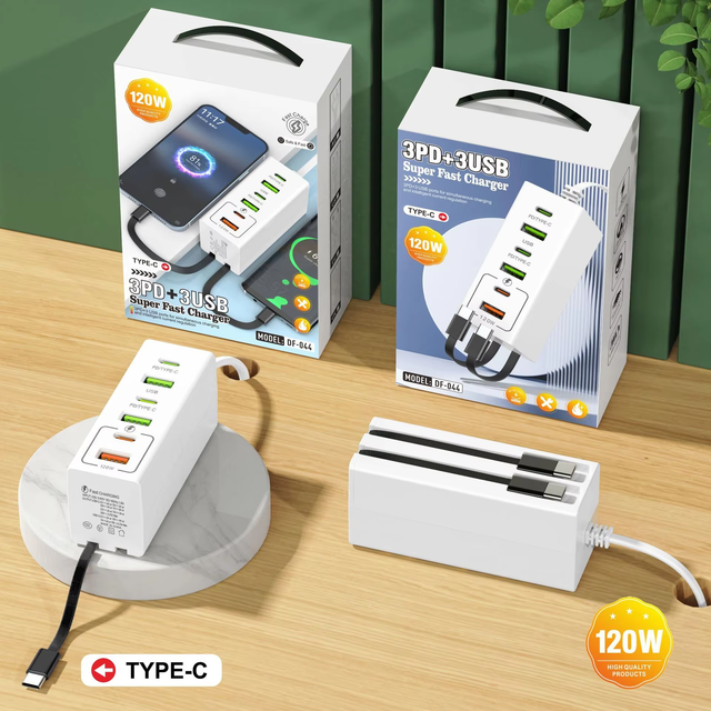 Multi-function Quick Charge USB Power Strip Charger 3PD+3USB Multi-port PD25W Mobile Phone Charger USB 1m Extension Cable 30W
