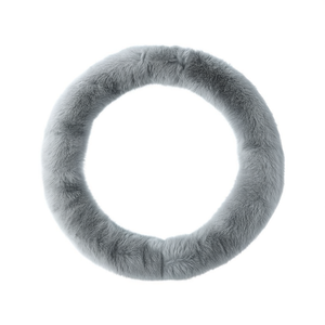 Car Saddles Steering Wheel Cover 37-39 Cm Grey Faux Rabbit <b>Fur</b> - Product Image 1