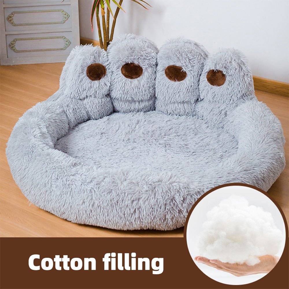 grey bed with cotton filling