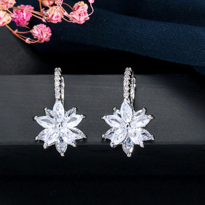 Pendientes de Plata 925 con Cristales y Circonitas, Diseño de Flor, para Mujer, Joyería Romántica para Fiestas - Product Image 5