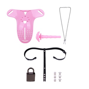 ANOSX Sissy Cock Cage with Lockable Belt Pink Hard Resin Male Chastity Restraint with Silicone Tube Penis Secure <b>Locking</b> Sex Toy - Product Image 5
