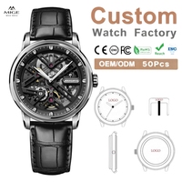 Montre squelette automatique pour homme avec logo personnalisé OEM, vente en gros, 42 mm, acier inoxydable, cadran creux, montres mécaniques de luxe