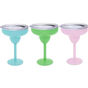 Unbreakable 8oz Vidrio Margarita Vacuum Sealed Stainless Steel Cocktail Tumbler Mug Pink Stem Martini Glasses With Lid