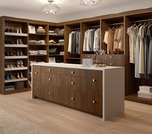 خزانة ملابس بباب زجاجي رائجة وعالية الجودة الأكثر مبيعًا، خزانة ملابس مخصصة، دولاب ملابس خشبي بنظام Walk-In - Product Image 6