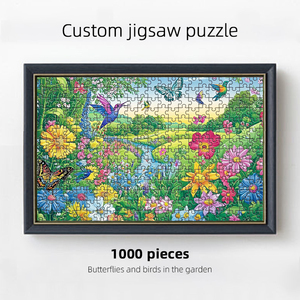 Usine de puzzles OEM, personnalisation, 1000 pièces, papillons dans le jardin, impression de dessins animés colorés, <span class=keywords><strong>puzzle</strong></span> pour enfants et adultes - Product Image 2