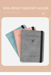 Productos más vendidos 2025 Funda de pasaporte clásica antidesmagnetización Pasaporte de cuero PU y tarjetero Cartera Pasaporte Titular - Product Image 2