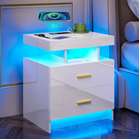 Nouvelle table de chevet moderne et simple avec deux tiroirs, chargeur, rangement, lumière, luxe, multifonctionnelle, haut de gamme, meubles pour hôtel et maison