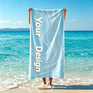 Serviette en velours épais 100 % coton, à séchage rapide, forte absorption, douce pour la peau, avec logo personnalisé, idéale pour la plage, le bain et les voyages - Product Image 1