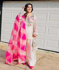 RADHE EXPORTS Salwar Kameez pour femme, design moderne, en soie Vichitra lourde et raffinée, avec broderies de fils et sequins, pour soirée, livraison rapide - Product Image 5