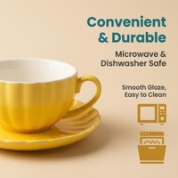 Ensemble tasse à café, soucoupe et cuillère en céramique de style européen de 200 ml, réutilisable, écologique, passe au lave-vaisselle, pour le thé de l'après-midi, en stock